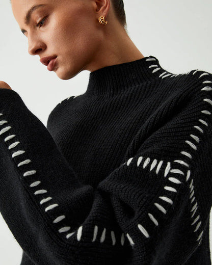 Women's Classic Black Knit Sweater – Octavia – view 4