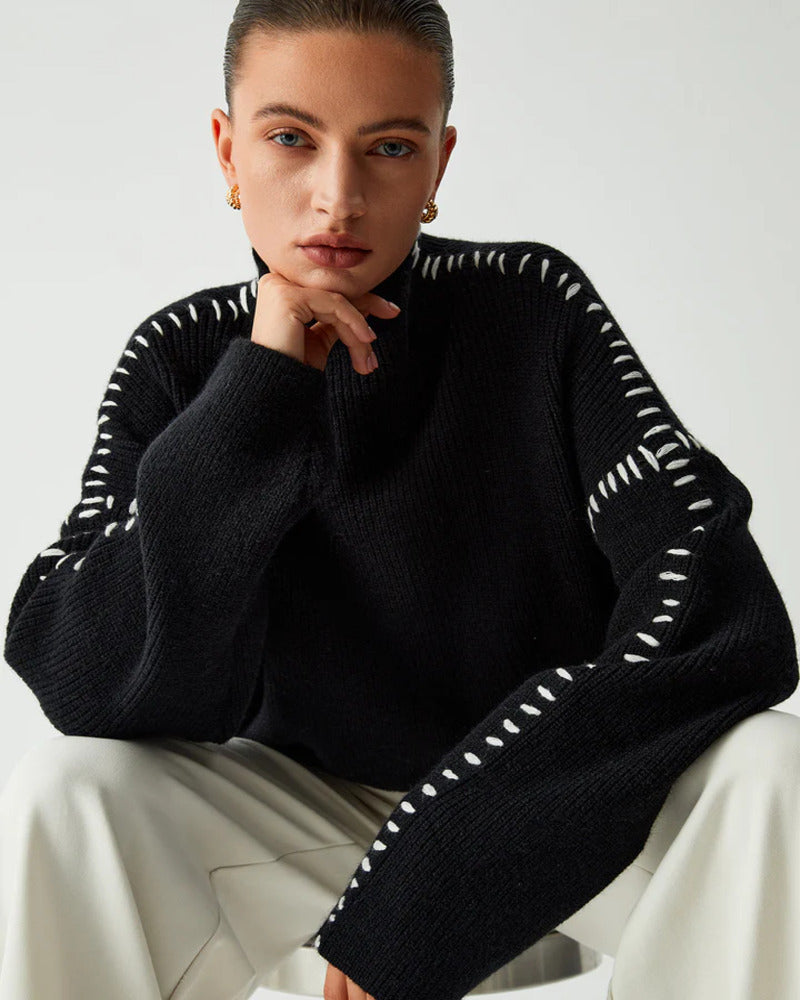 Women's Classic Black Knit Sweater – Octavia – view 3