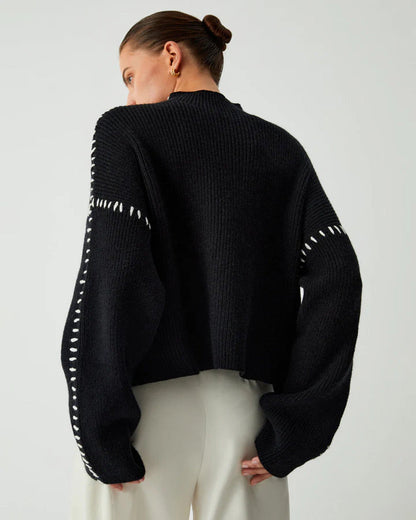 Women's Classic Black Knit Sweater – Octavia – view 2