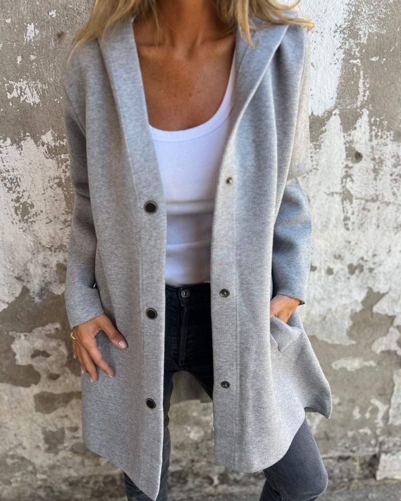 Women's Longline Hooded Coat – Nora – Gray