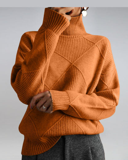 Women's Elegant Knit Turtleneck Sweater – Ana – Brown