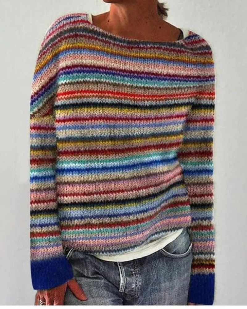 Women's Boho-Style Knit Sweater – Fabiola – Rainbow