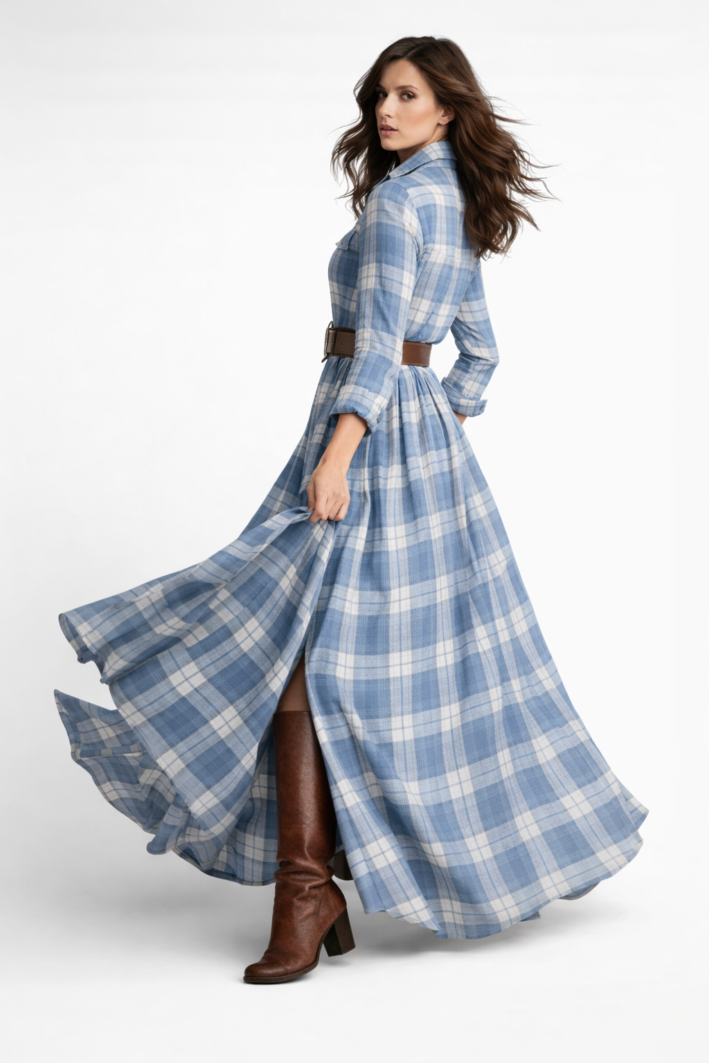 Women's Long Plaid Dress – Kara – view 4
