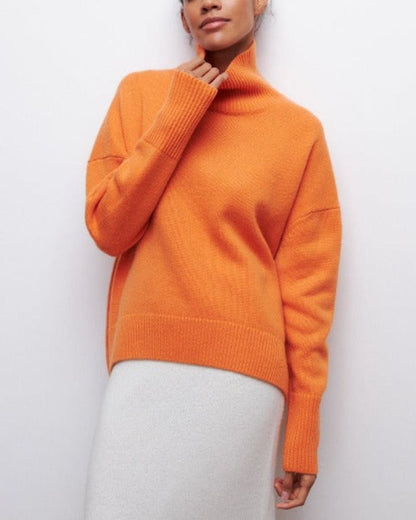 Women's Oversized Turtleneck Blouse – Sabrina – Orange