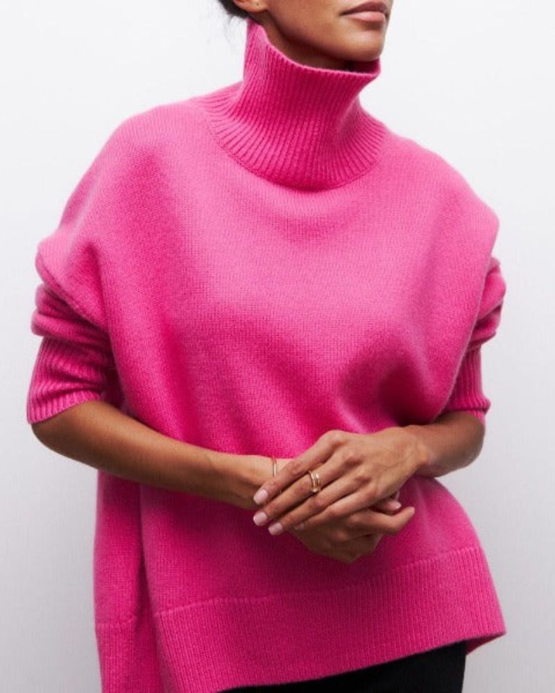 Women's Oversized Turtleneck Blouse – Sabrina – Pink