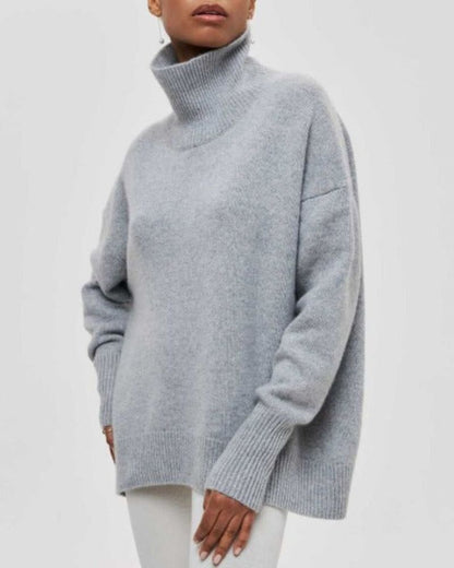 Women's Oversized Turtleneck Blouse – Sabrina – Gray
