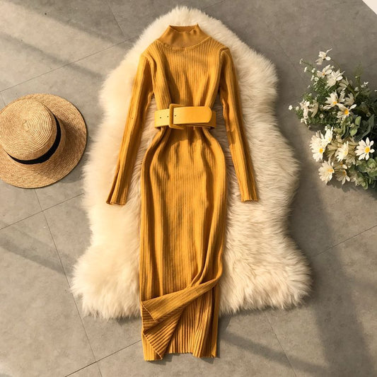 Women's Turtleneck Dress – Cintia – Yellow