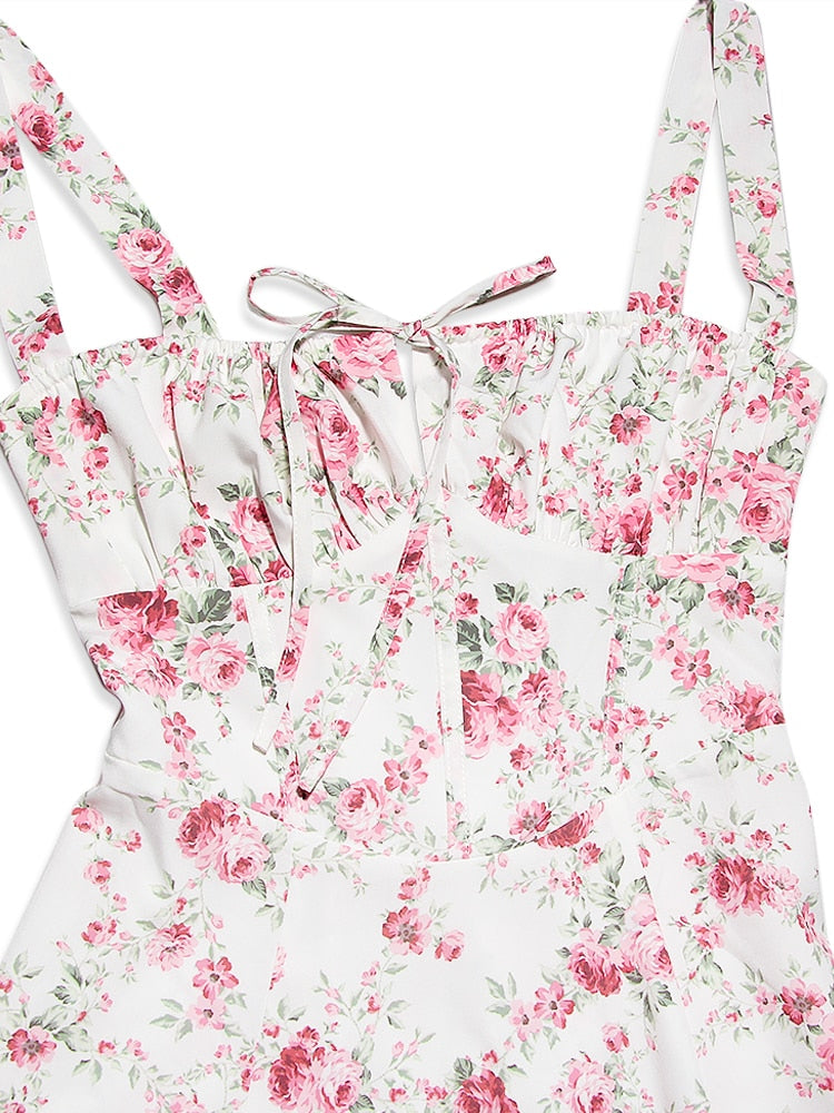 Women's Floral Midi Dress with Wide Straps – Francesca – view 3