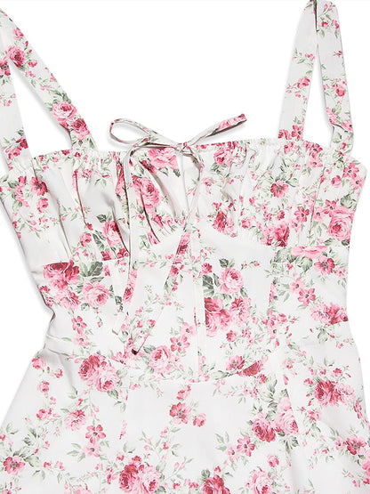 Women's Floral Midi Dress with Wide Straps – Francesca – view 3