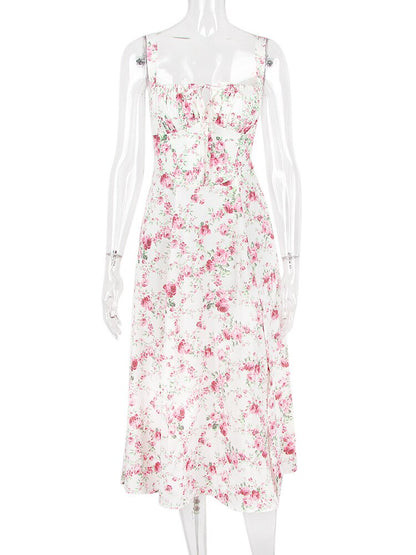 Women's Floral Midi Dress with Wide Straps – Francesca – view 5