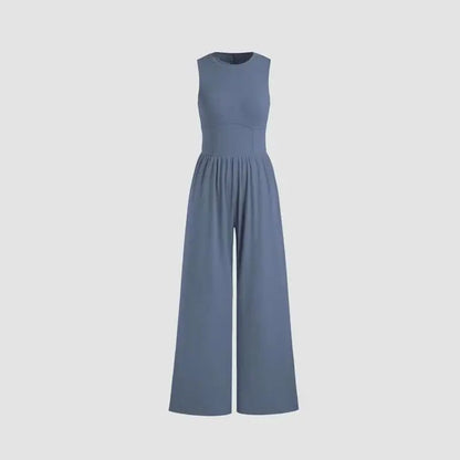 Women's High-Waist Jumpsuit – Summer – Blue