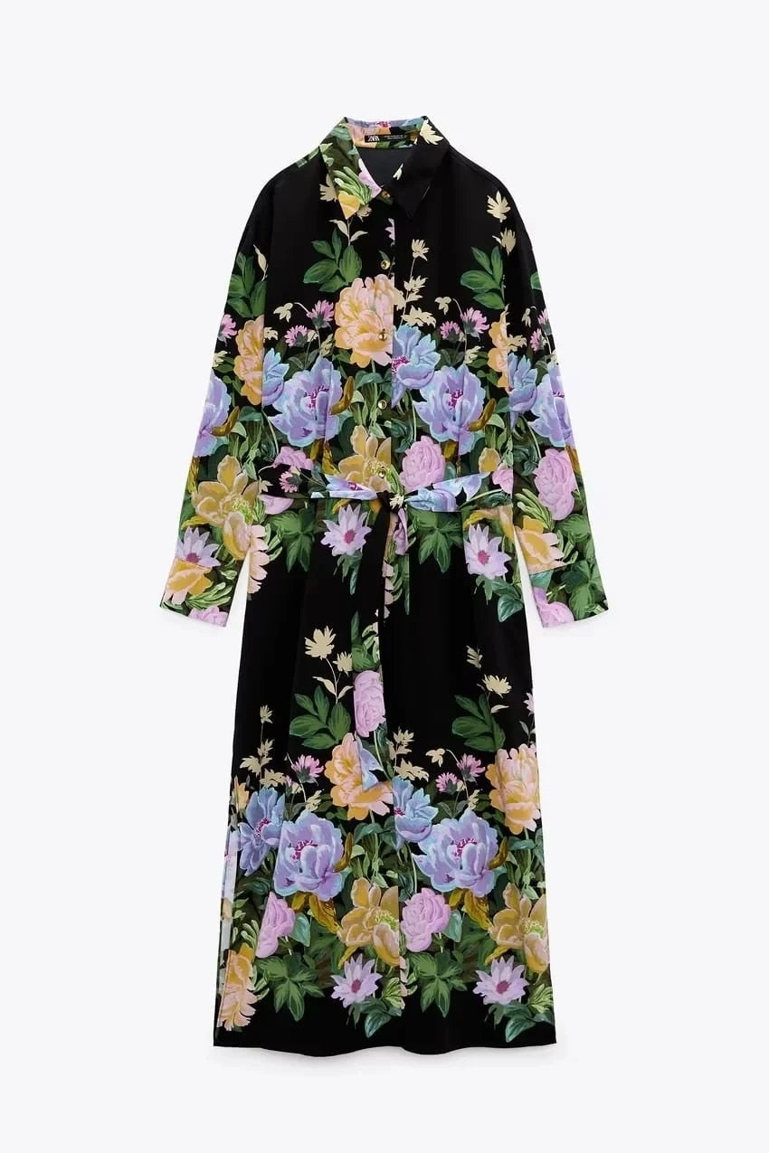 Women's Long-Sleeve Dress – Una – Black
