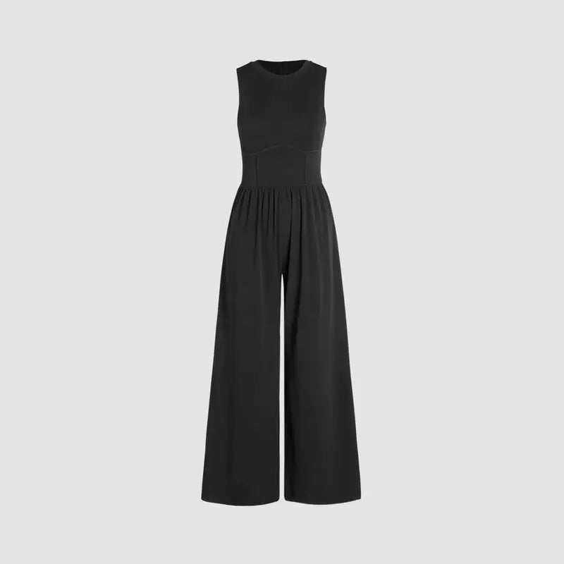 Women's High-Waist Jumpsuit – Summer – Black