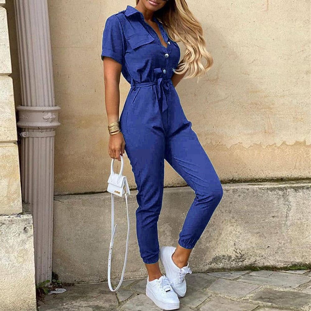Women's Bomber-Style Jumpsuit – Evelyn – Blue