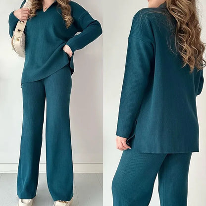 Women's V-Neck Two-Piece Set – Carina – Green