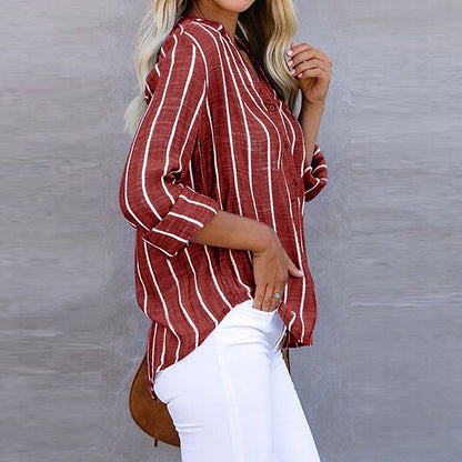 Women's Relaxed Striped Long-Sleeve Shirt – Cassidy