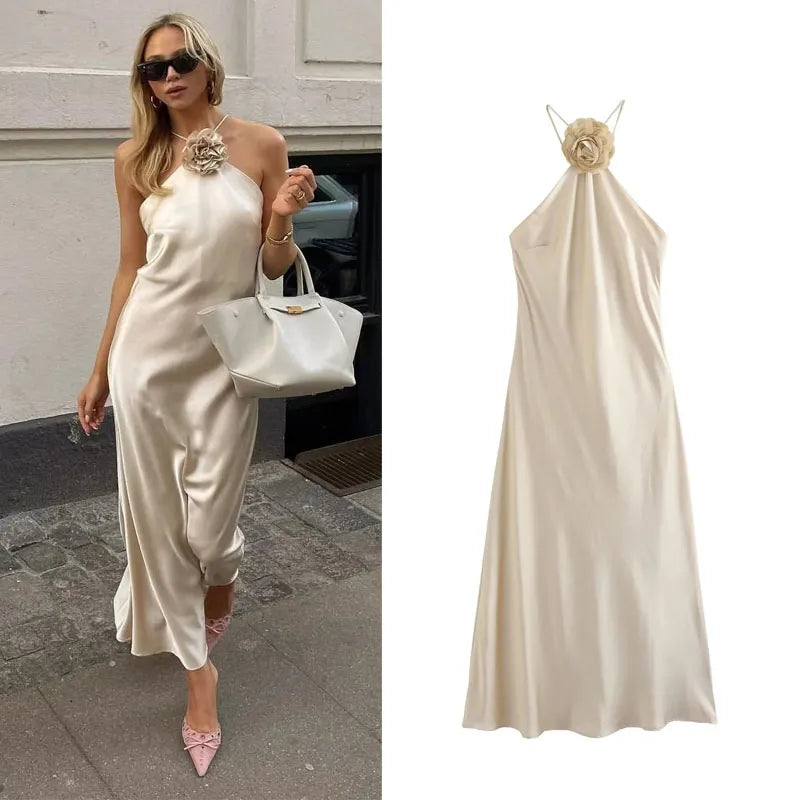 Women's Long Solid Halter Dress – Selma