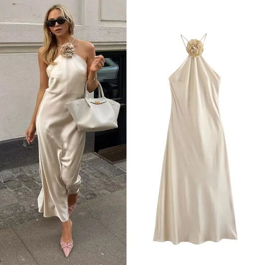 Women's Long Solid Halter Dress – Selma