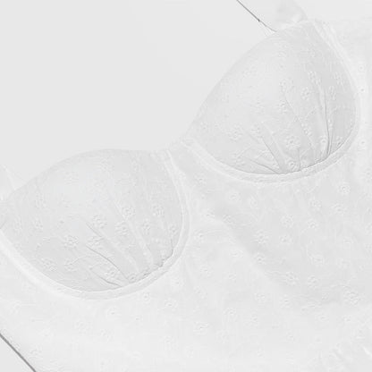 Women's White Lace Midi Dress with Wide Straps – Nivia – view 6