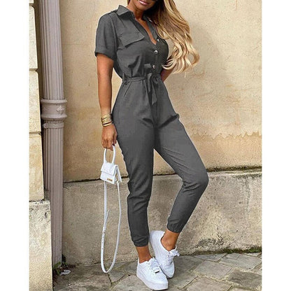 Women's Bomber-Style Jumpsuit – Evelyn – Gray