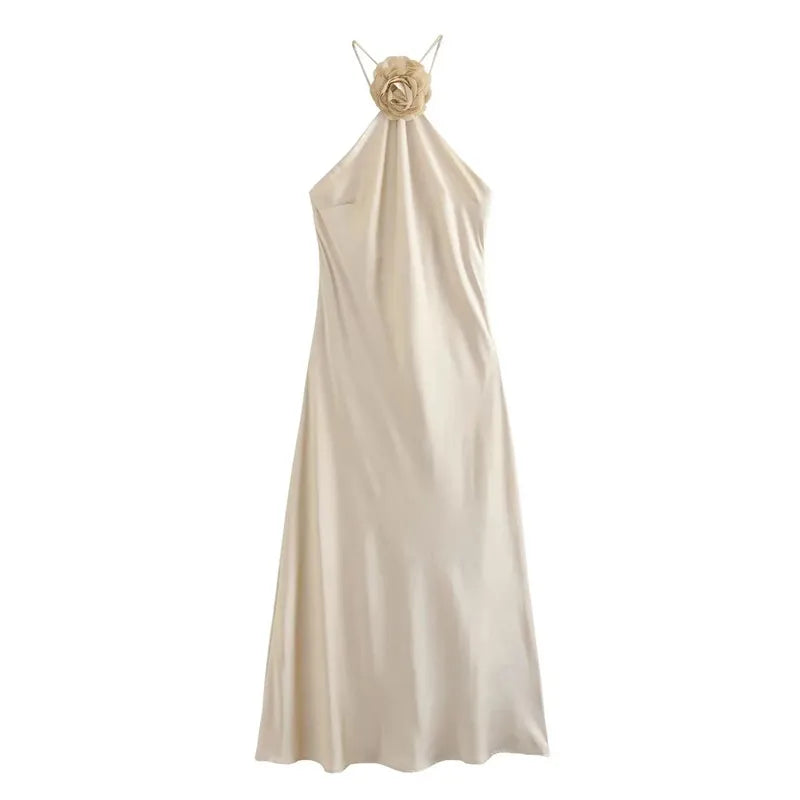 Women's Long Solid Halter Dress – Selma – view 2