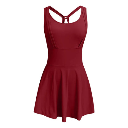 Tank Dress with Built-In Shorts – Willow – Red