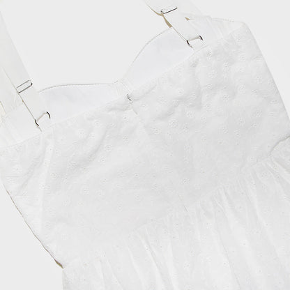 Women's White Lace Midi Dress with Wide Straps – Nivia – view 7