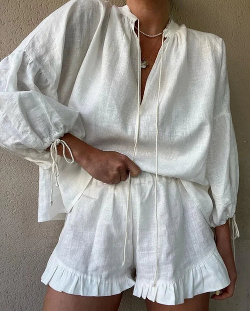 Women's Ruffled Shirt and Shorts Set – Fallon