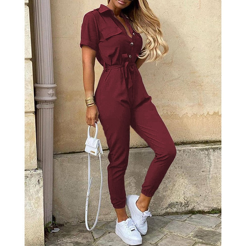 Women's Bomber-Style Jumpsuit – Evelyn – Marsala
