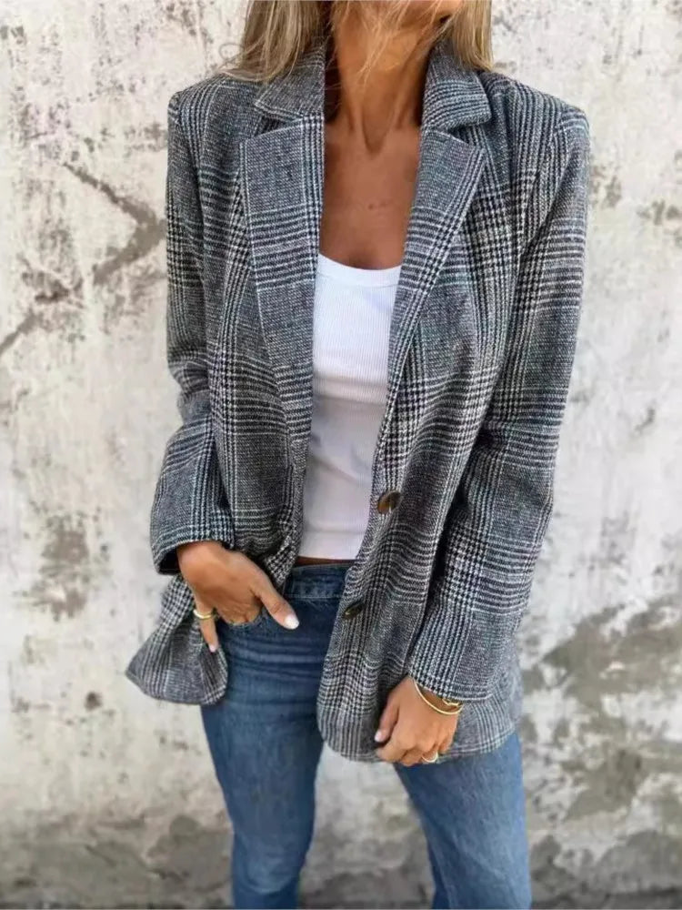 Women's Long Plaid Button Coat – Tallulah – view 4