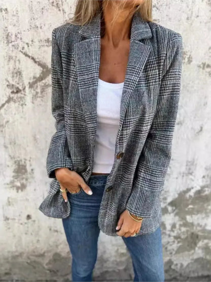 Women's Long Plaid Button Coat – Tallulah – view 4