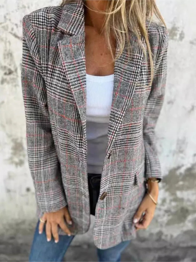 Women's Long Plaid Button Coat – Tallulah – view 2