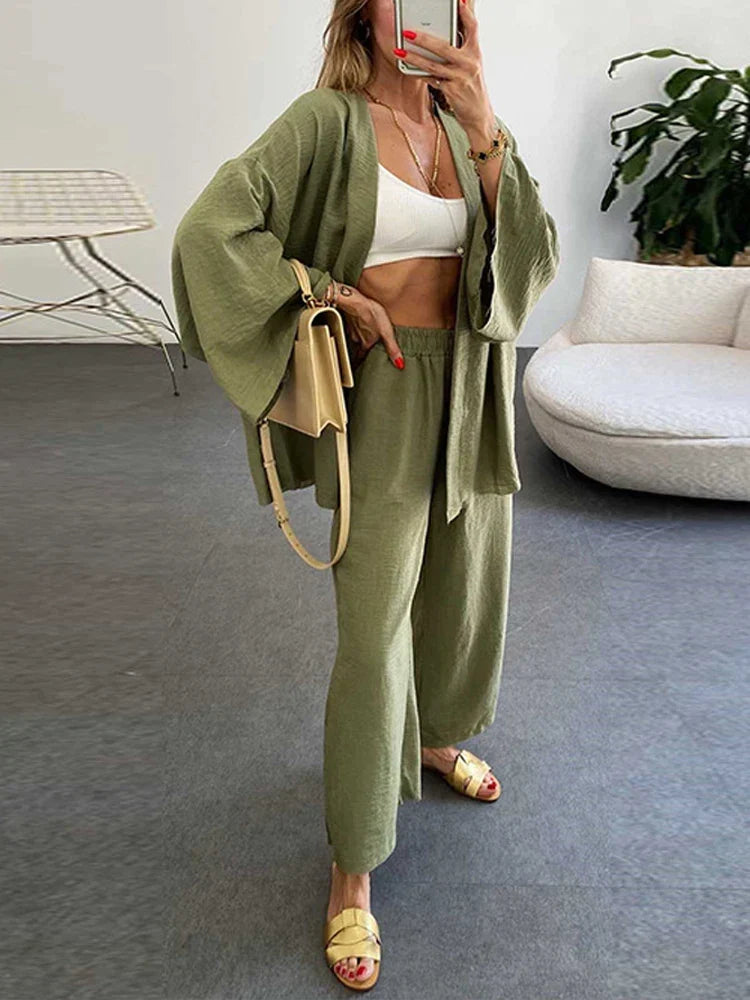 Women's Comfy Kimono and Pants Set – Jenna