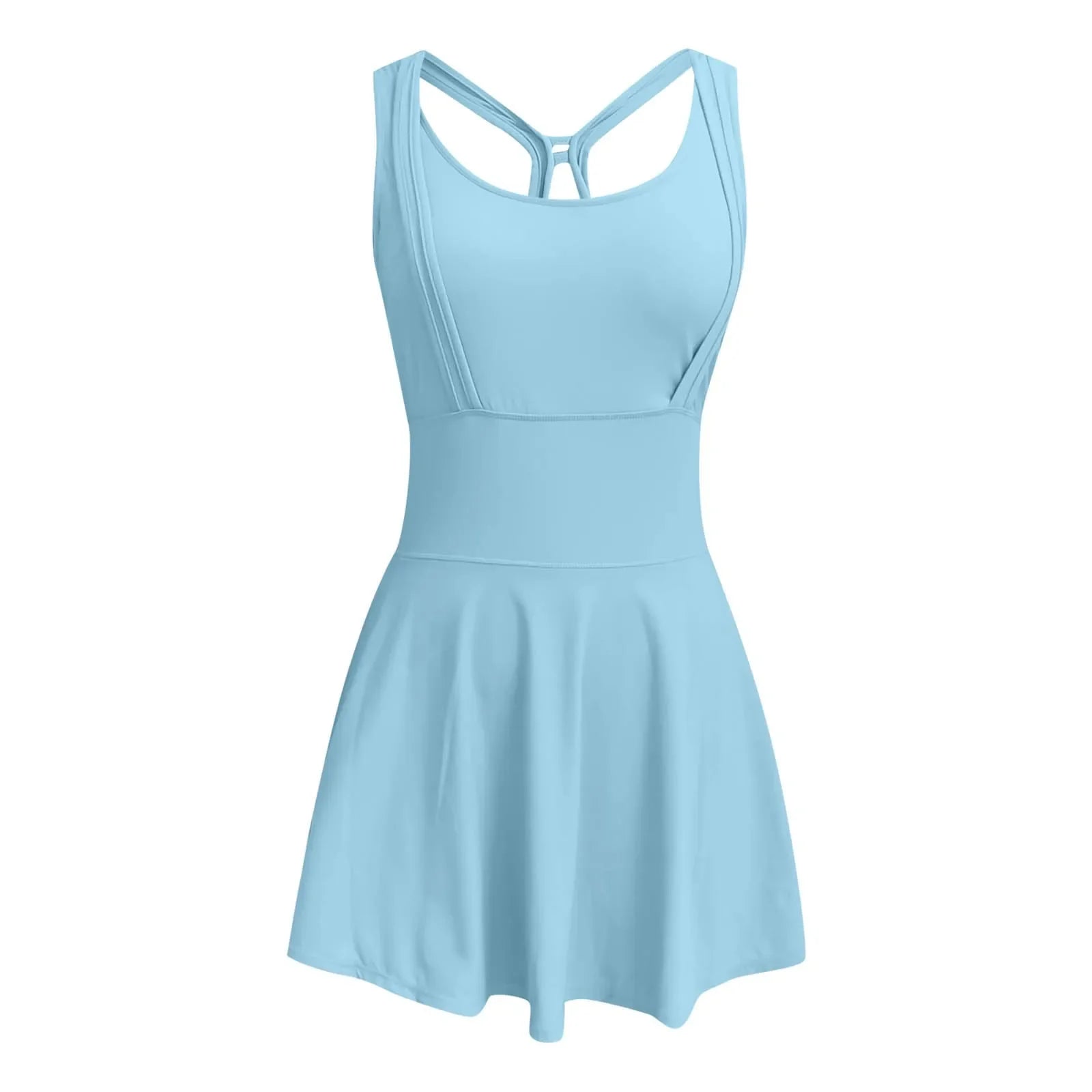 Tank Dress with Built-In Shorts – Willow – Light Blue
