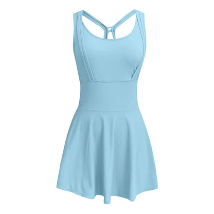 Tank Dress with Built-In Shorts – Willow – Light Blue
