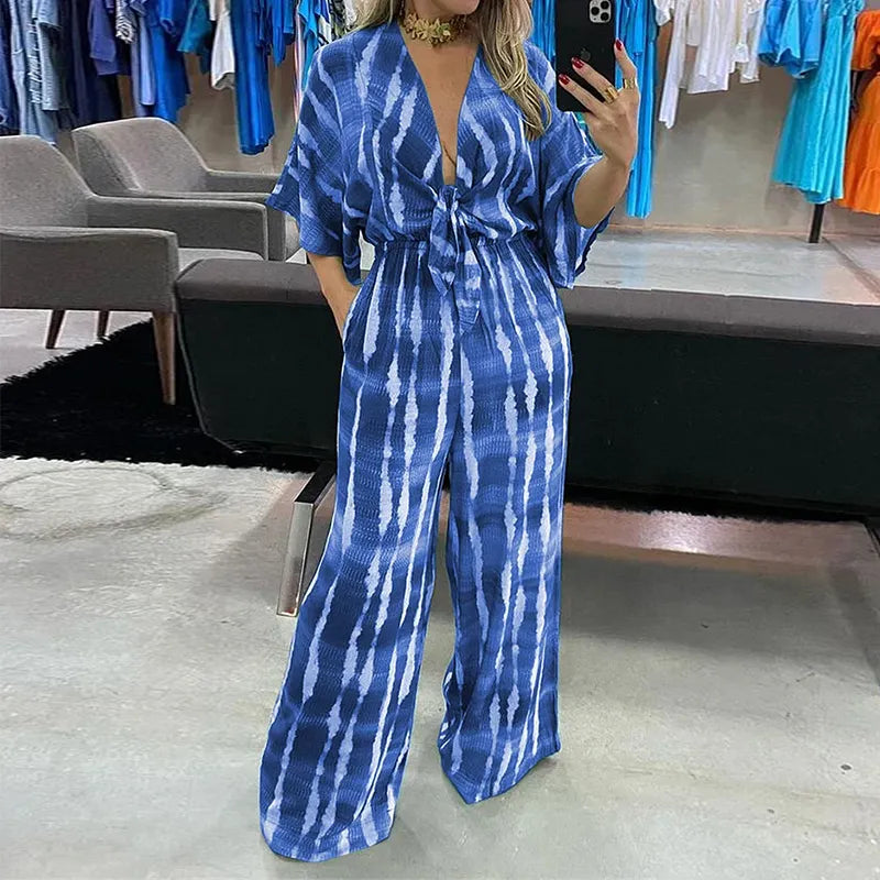 Women's Tailored Wide-Leg Jumpsuit – Nikita – Blue