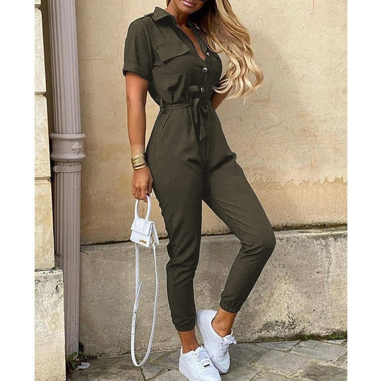 Women's Bomber-Style Jumpsuit – Evelyn – Green
