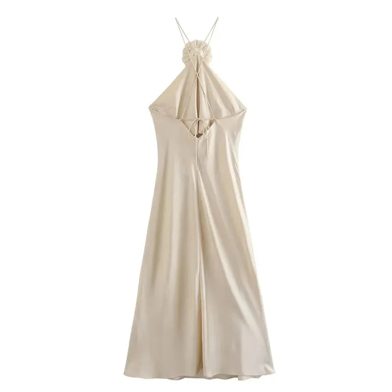 Women's Long Solid Halter Dress – Selma – view 3