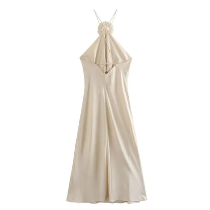 Women's Long Solid Halter Dress – Selma – view 3