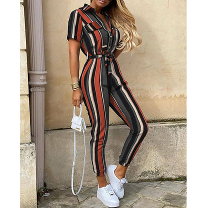 Women's Bomber-Style Jumpsuit – Evelyn – Striped