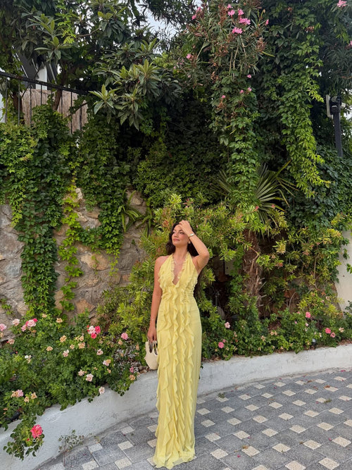 Women's Ruffled Dress – Giulia – Yellow