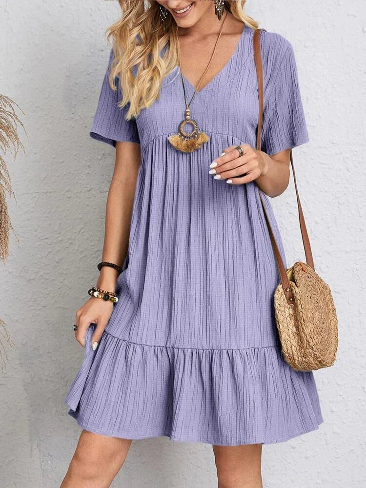 Women's Midi Dress with Ruffled Sleeves – Kyra – Lavender