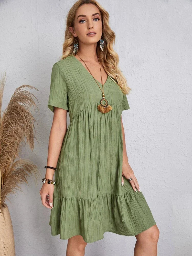 Women's Midi Dress with Ruffled Sleeves – Kyra