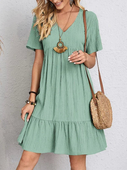 Women's Midi Dress with Ruffled Sleeves – Kyra – Light Green