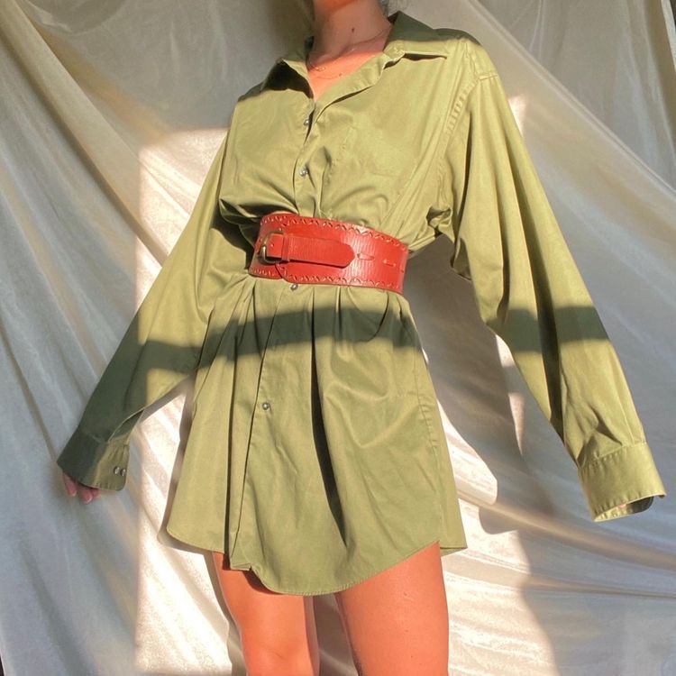 Women's Satin-Collar Dress – Paty – Green