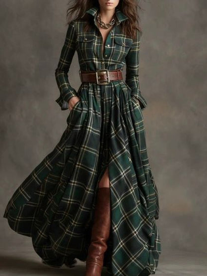 Women's Long Plaid Dress – Kara – view 7