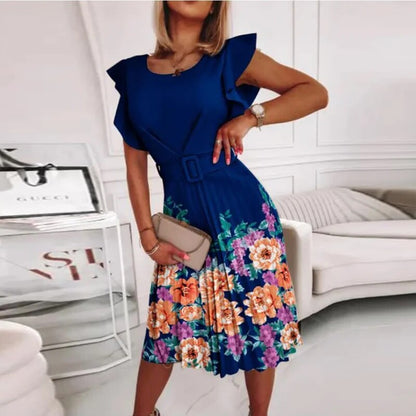 Women's Belted Dress – Ariane – Blue