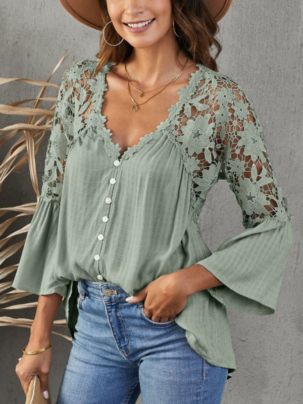 Women's Lace-Back Blouse – Fleur – view 10