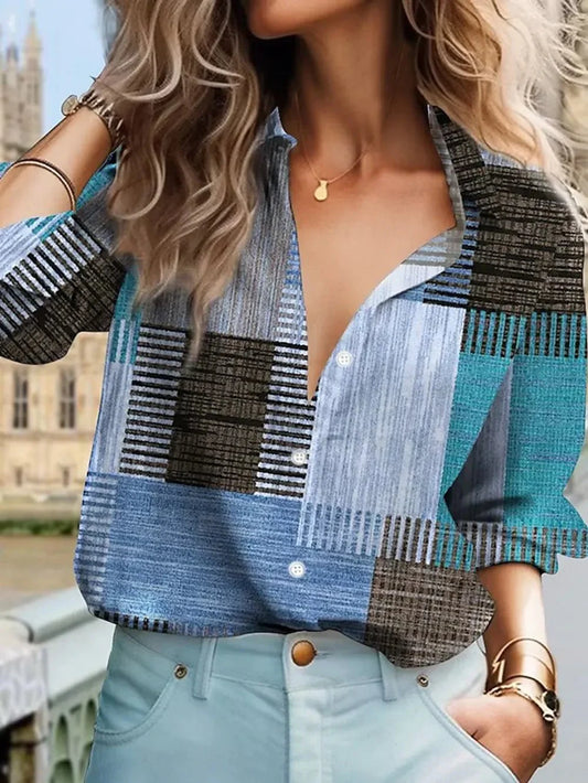 Women's Plaid Button-Down Shirt – Delaney – Blue
