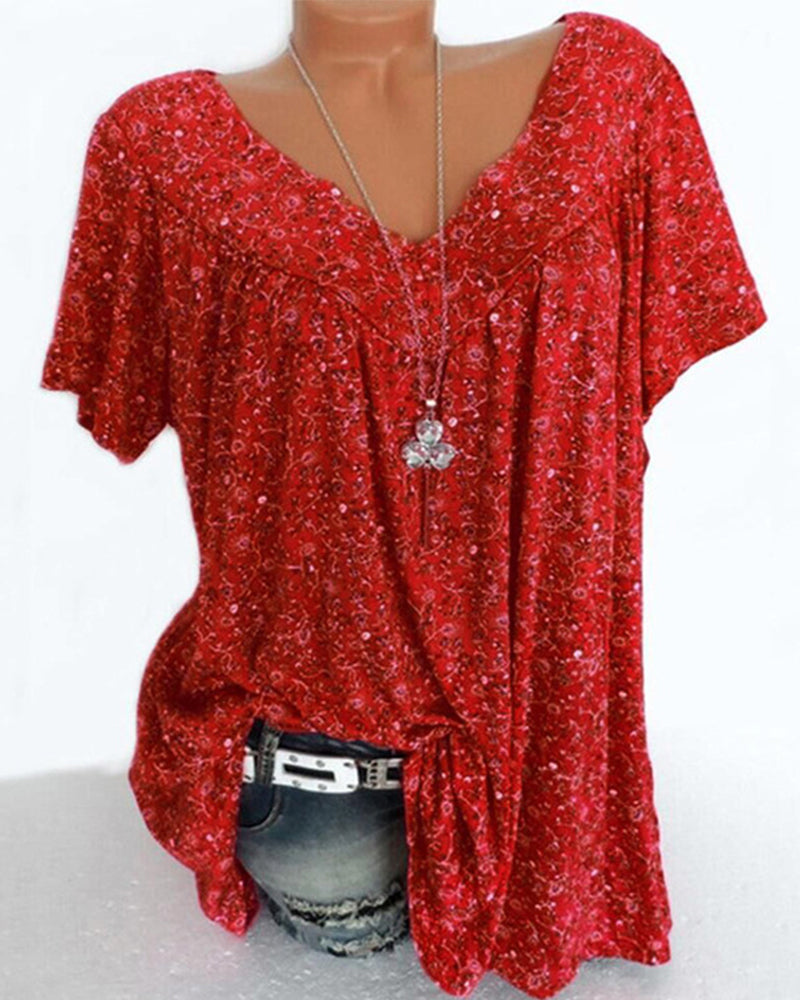 Women's Relaxed Printed Tee – Fia – Burgundy